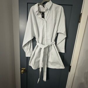 Express pinstriped shirt dress with belt